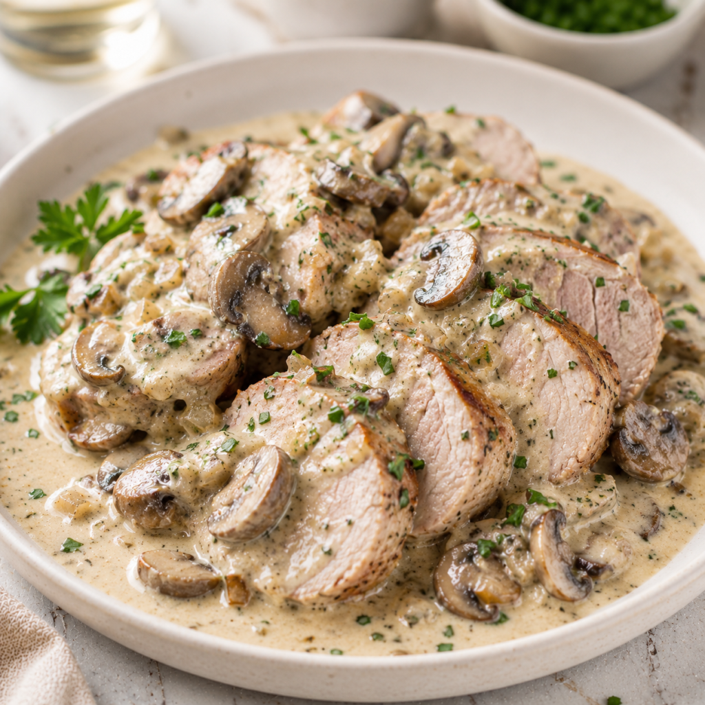 Filet mignon au Boursin et champignons