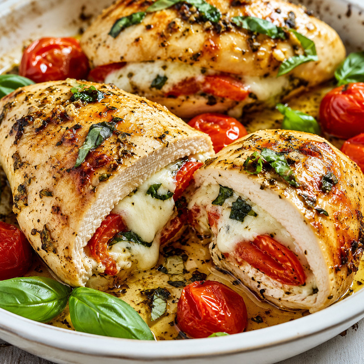 Poulet au Basilic et Mozzarella