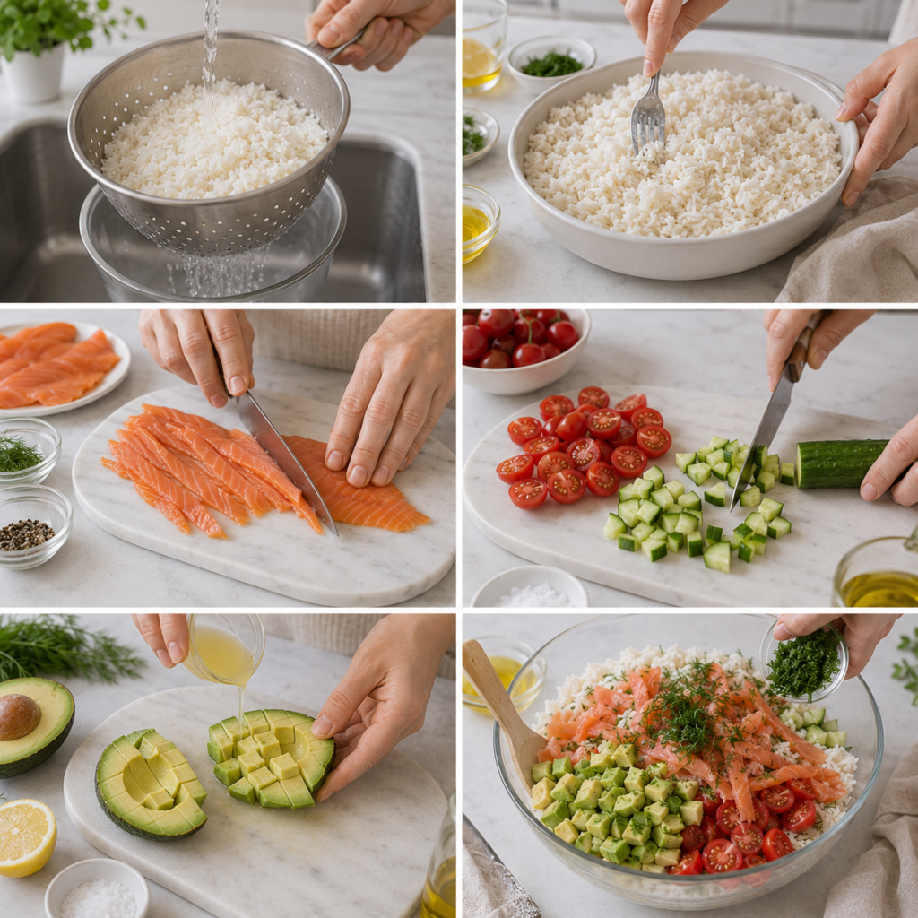 Salade de Riz au Saumon Fumé