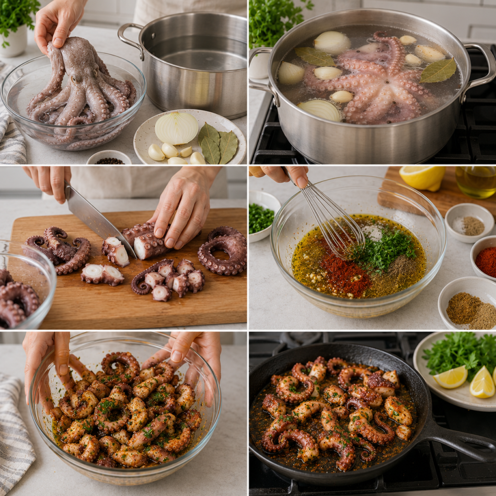 Poulpe Sauté à l’Ail et aux Épices