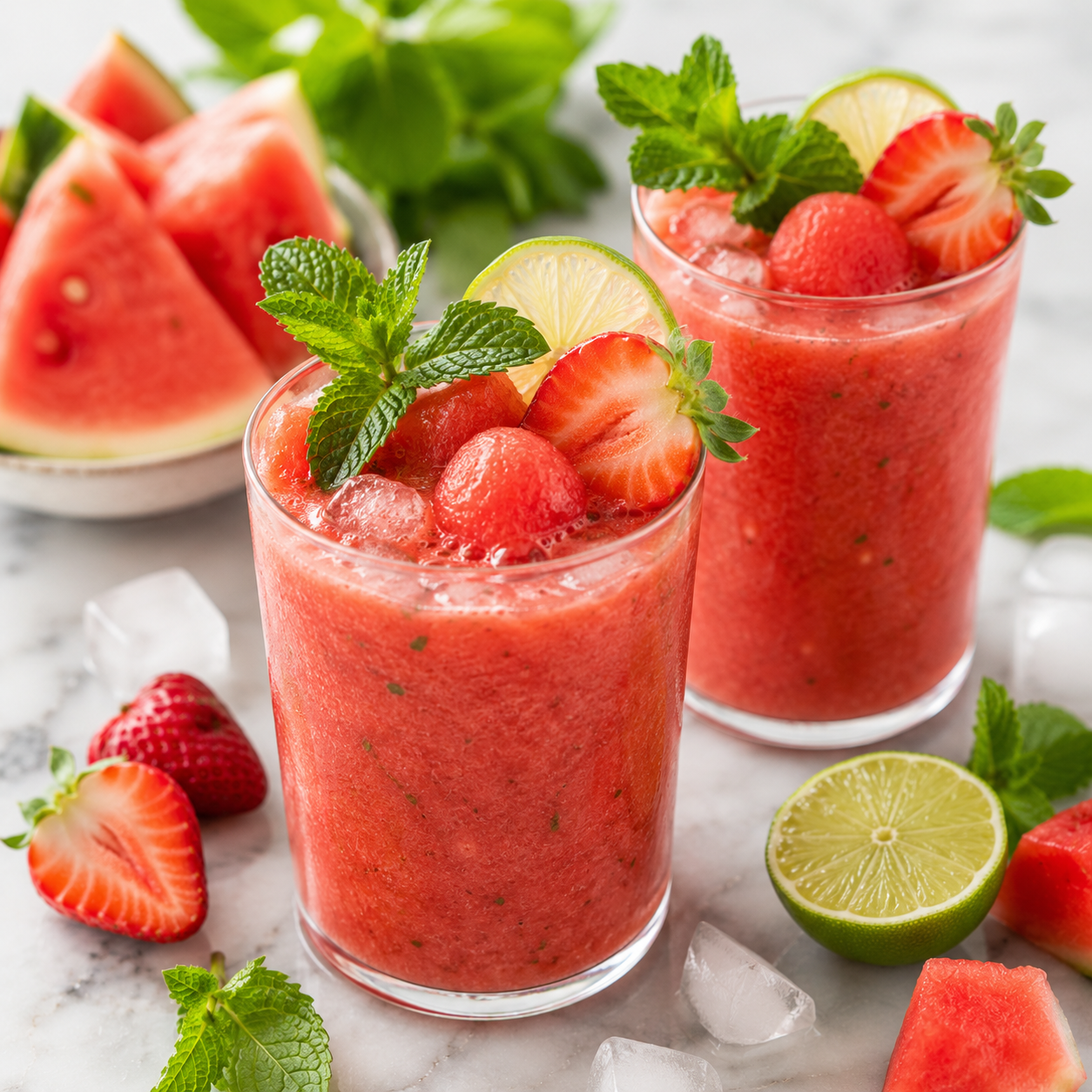Smoothie Pastèque Fraise Menthe