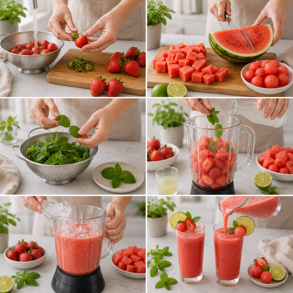 Smoothie Pastèque Fraise Menthe
