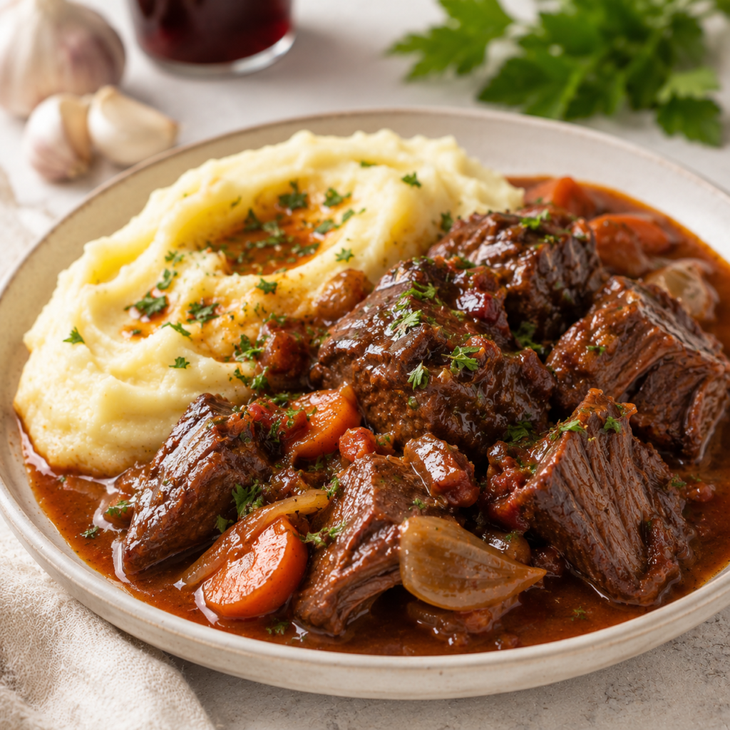 Bœuf Braisé en Sauce avec Purée