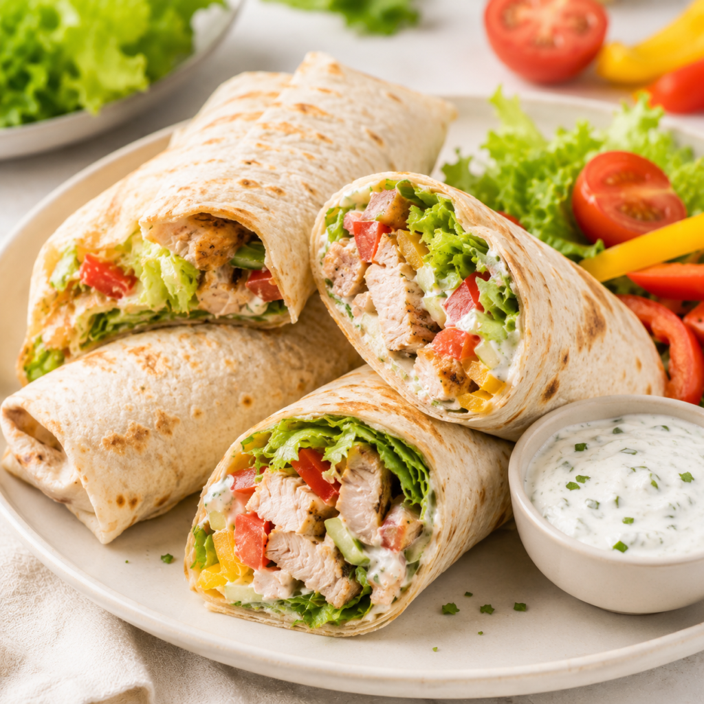 Wrap Poulet Crudités avec Sauce Yaourt