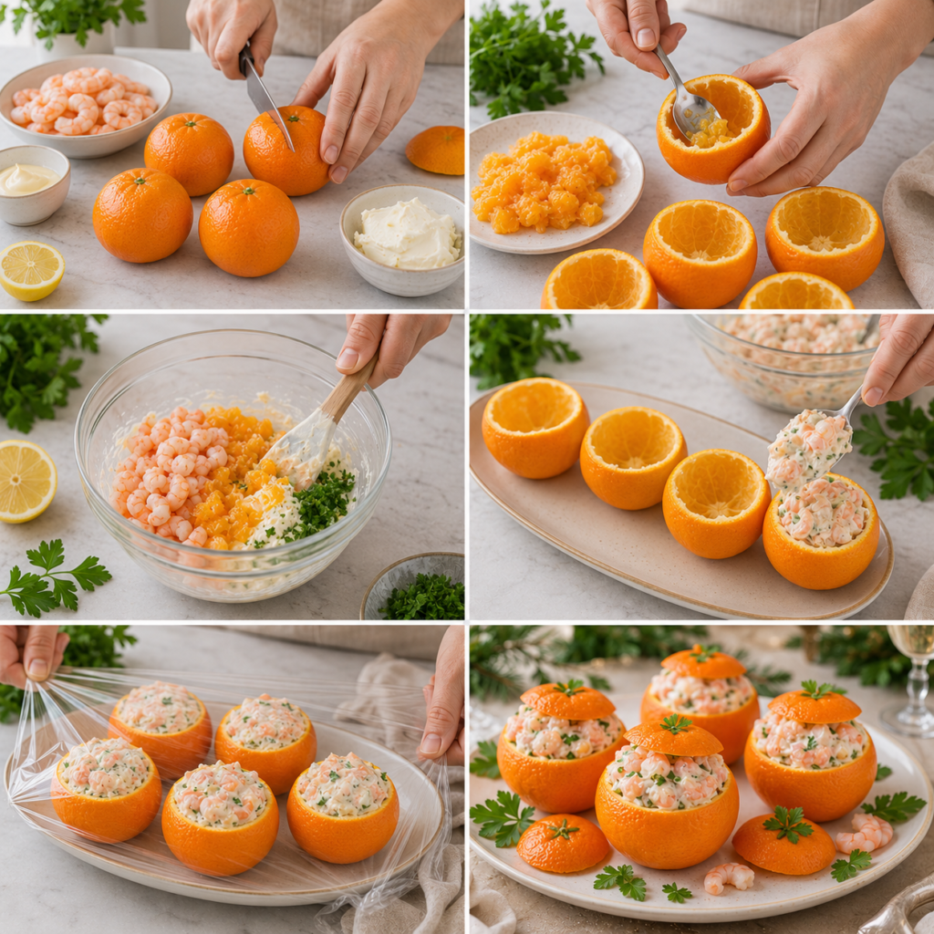 Clémentines Farcies aux Crevettes