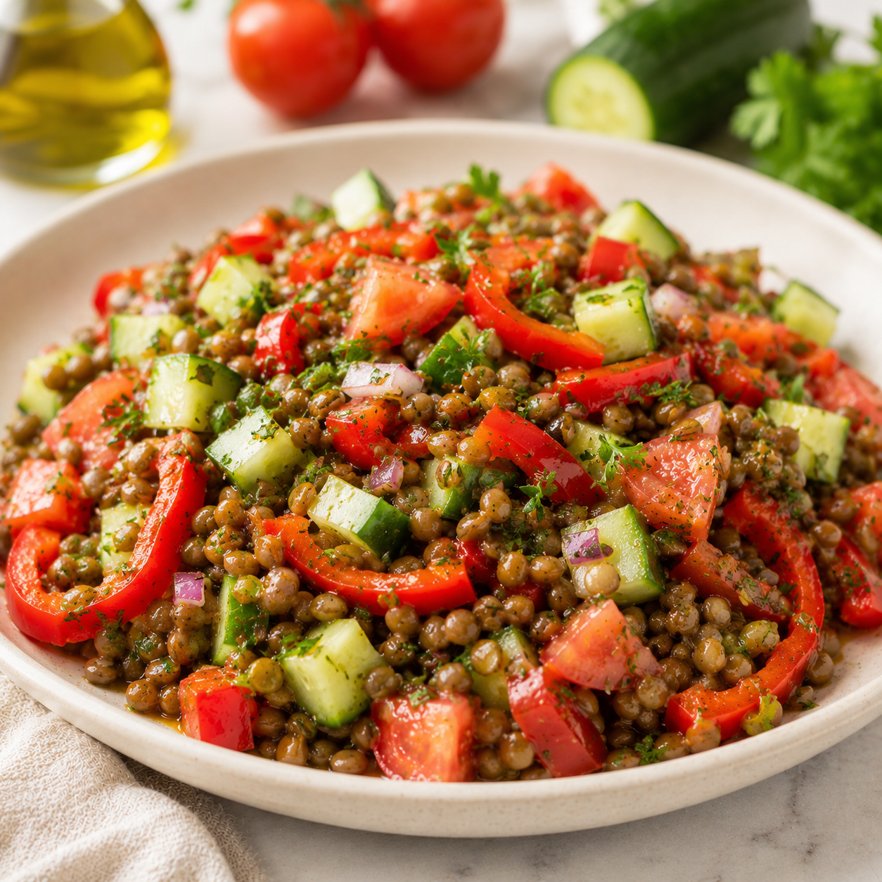 Salade de lentilles à la grecque