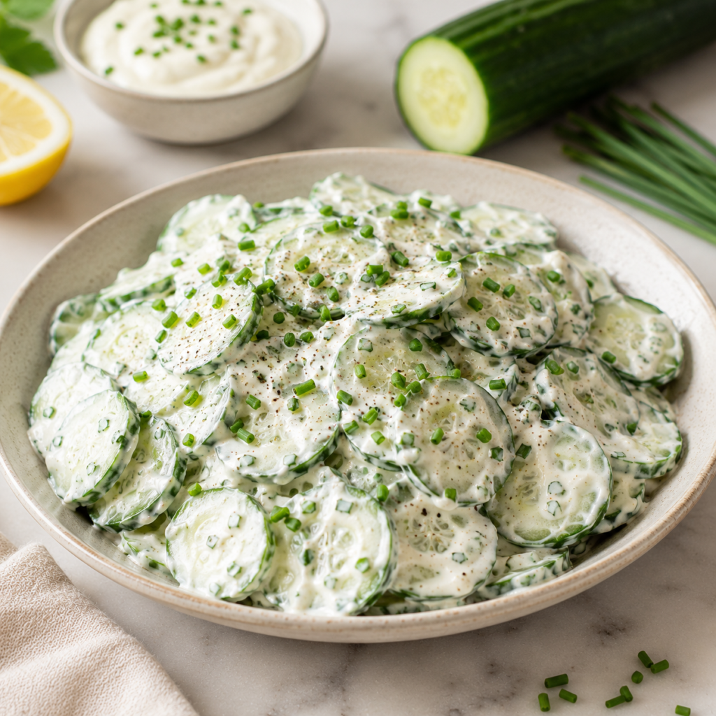 Concombre à la Crème et Ciboulette