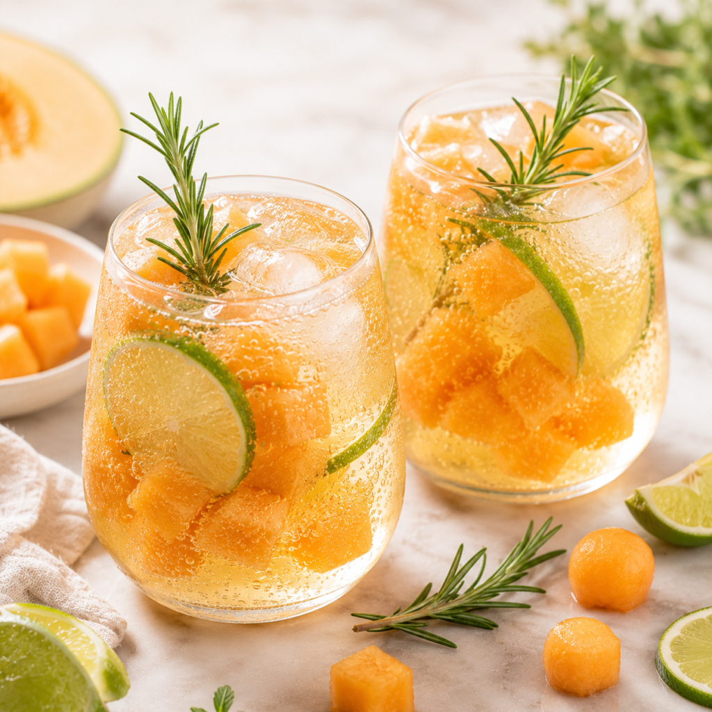 Spritz Pétillant au Melon Romarin et Citron Vert
