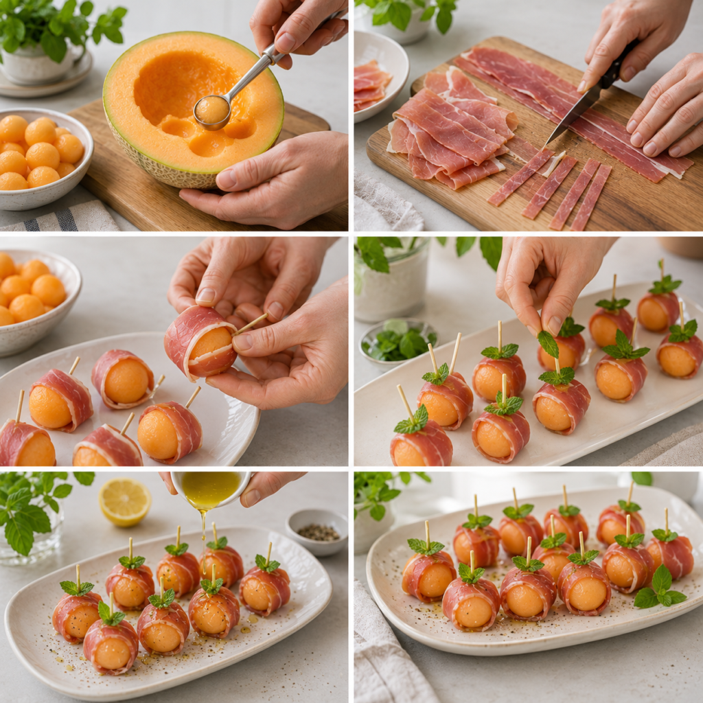 Bouchées de Melon au Jambon Cru