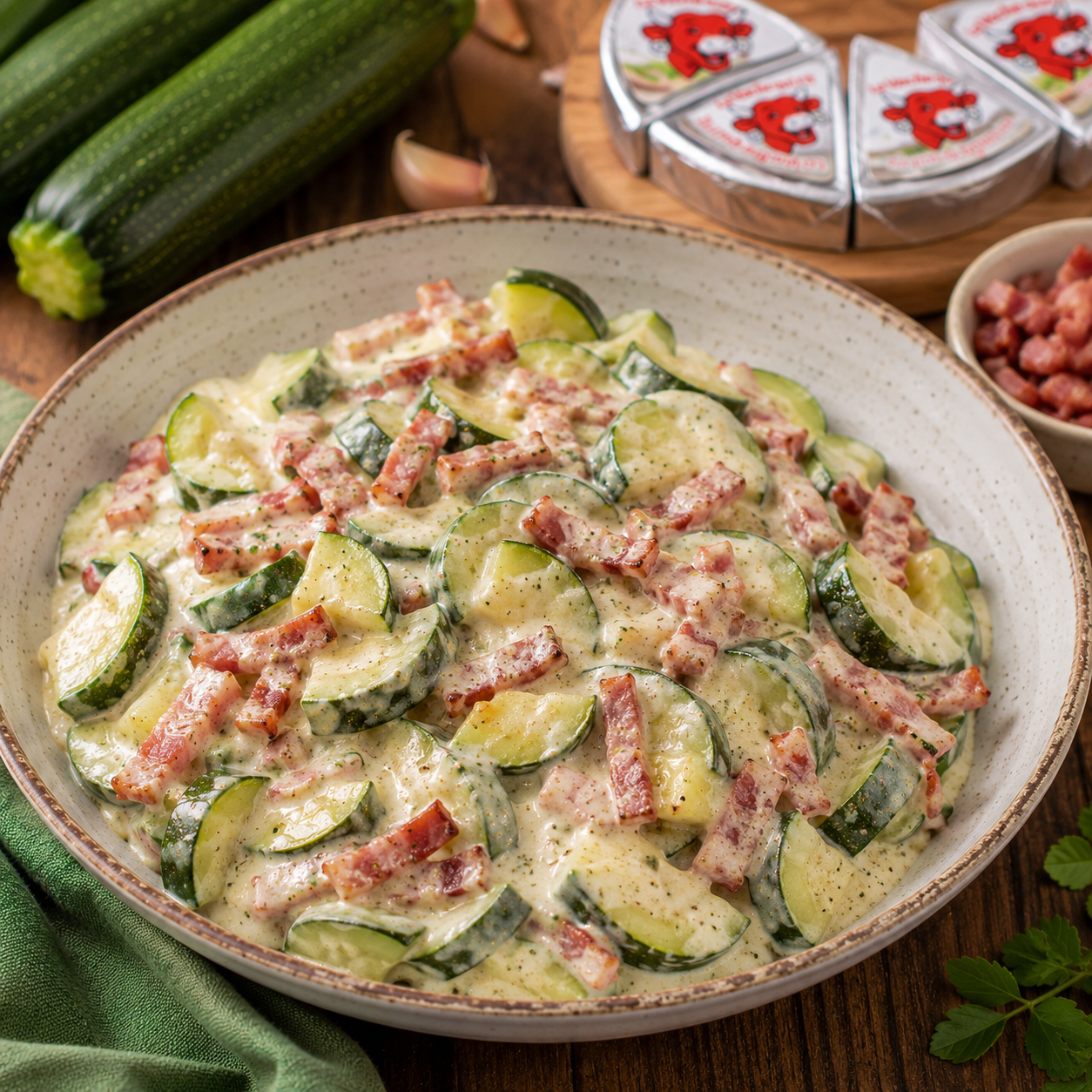 Courgettes Façon Carbonara à la Vache qui Rit
