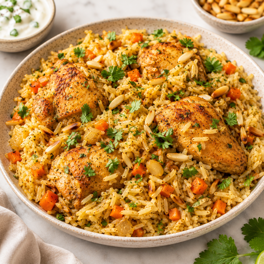Riz Pilaf au Poulet et Épices