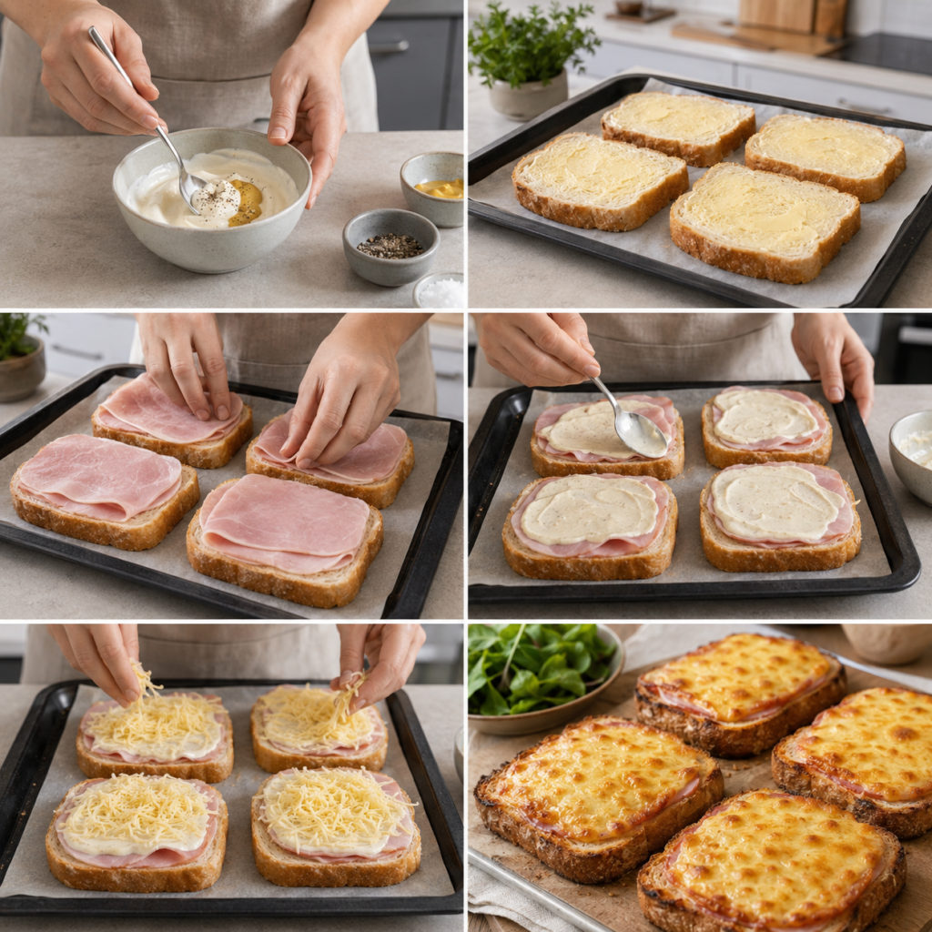 Tartines Gratinées au Jambon et Fromage à la Crème Fraîche