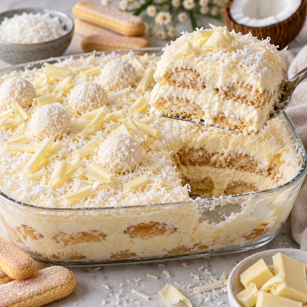 Tiramisu façon Raffaello à la noix de coco