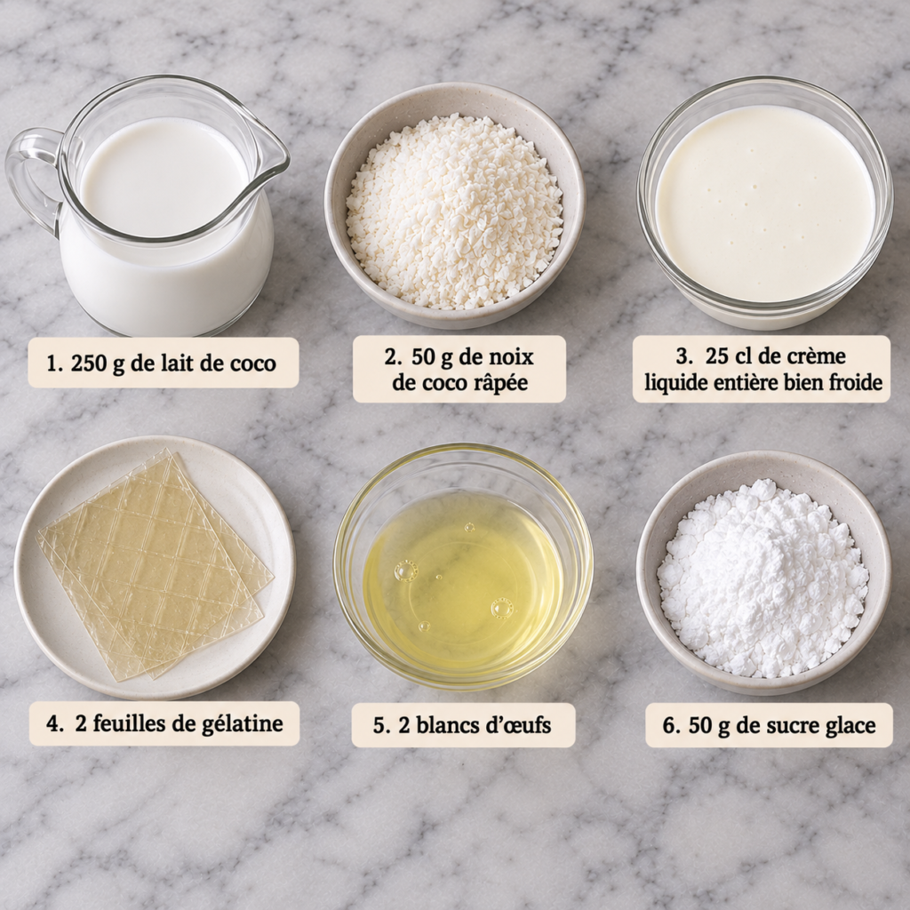 Mousse à la noix de coco en verrines