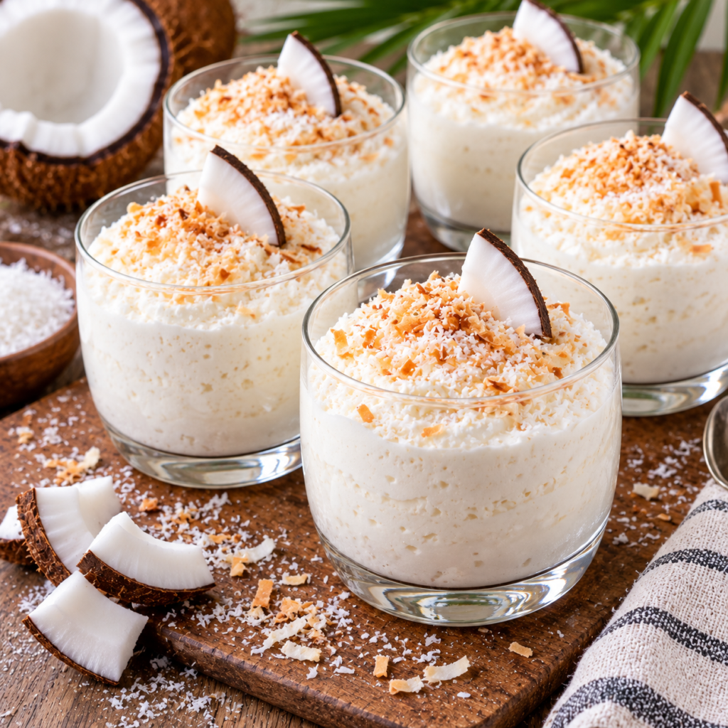 Mousse à la noix de coco en verrines