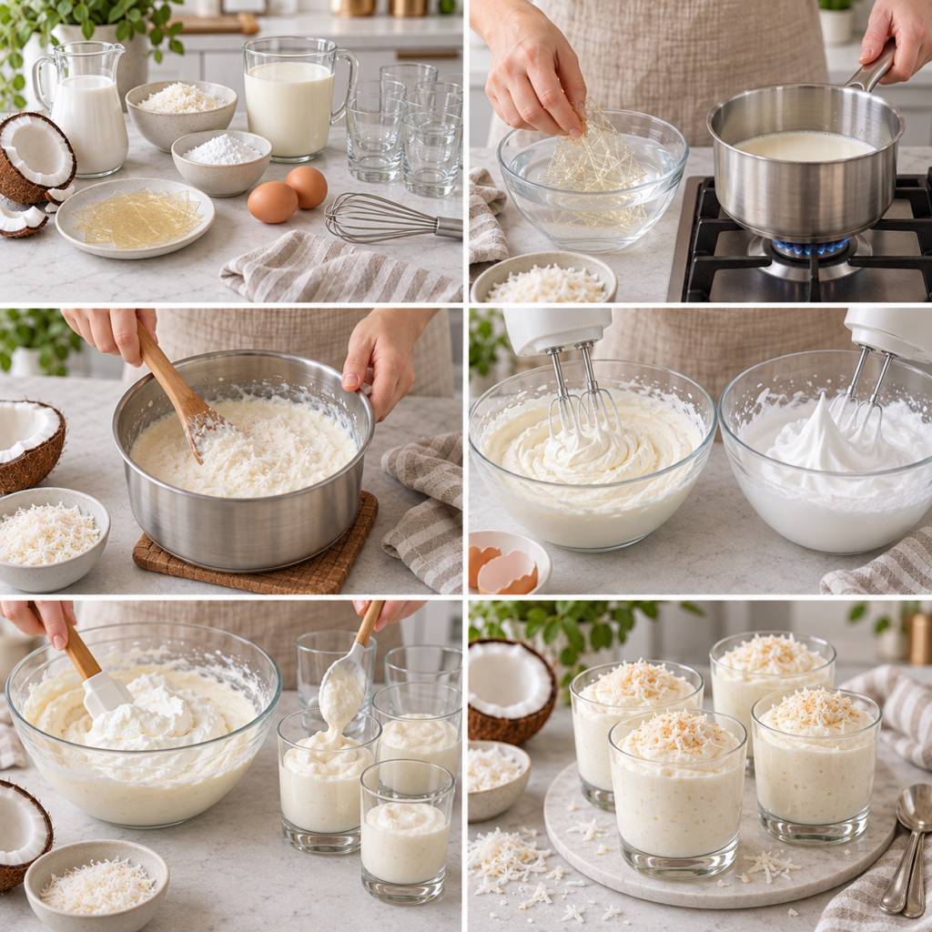 Mousse à la noix de coco en verrines