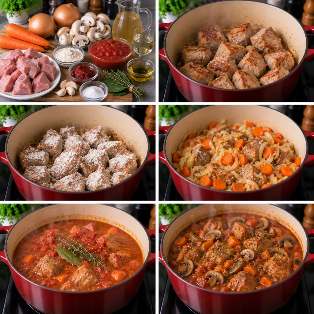 Sauté de veau Marengo fondant