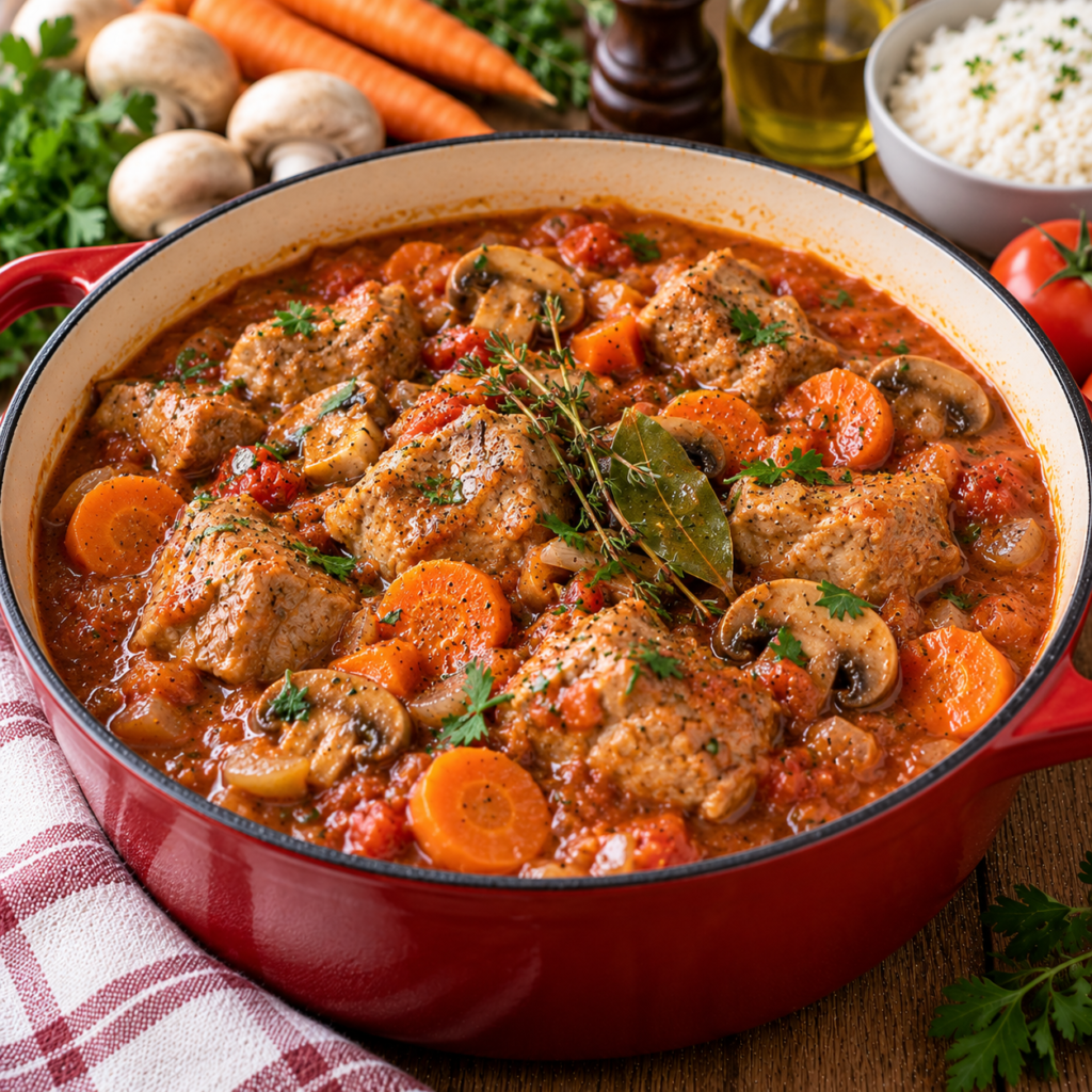 Sauté de veau Marengo fondant