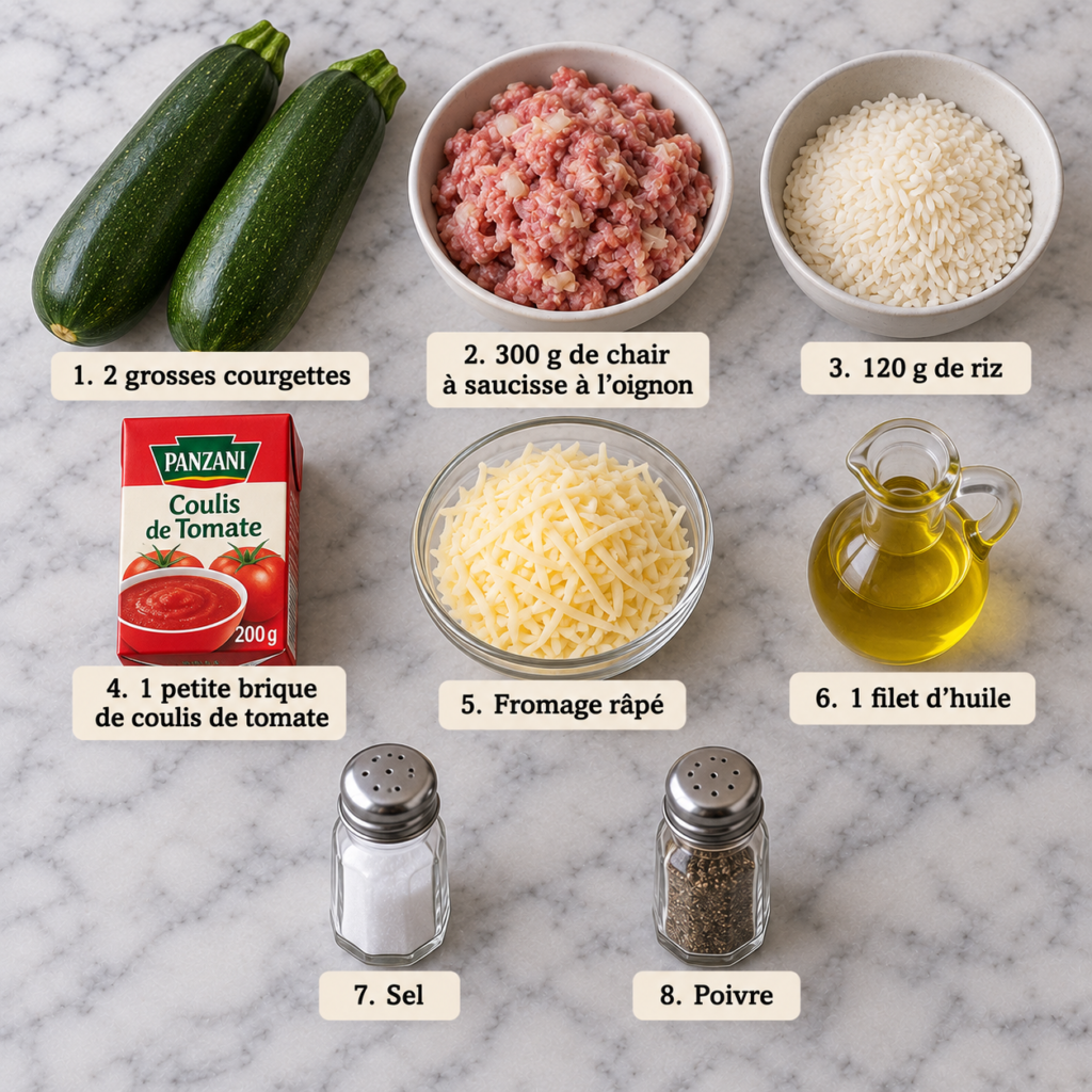 Gratin de courgettes riz et saucisses