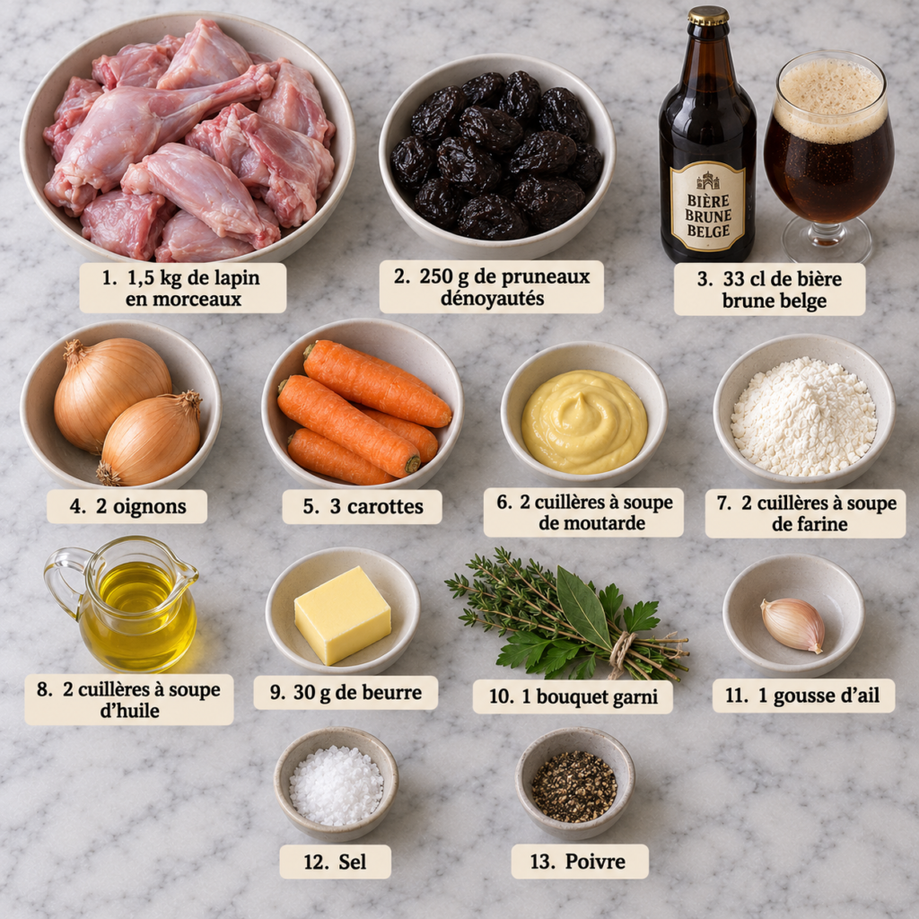 Lapin aux pruneaux à la bière brune