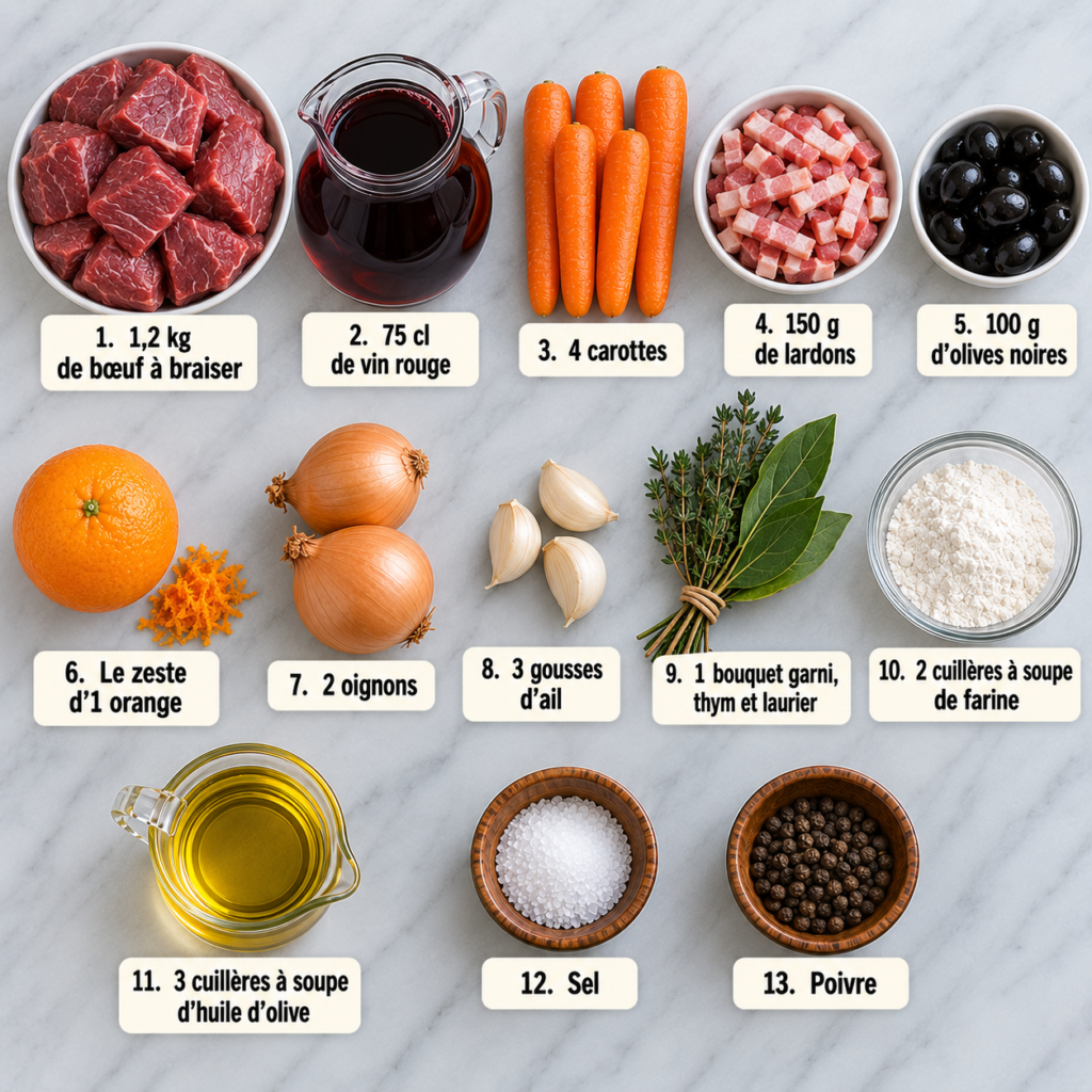 Daube provençale au vin rouge et aux olives