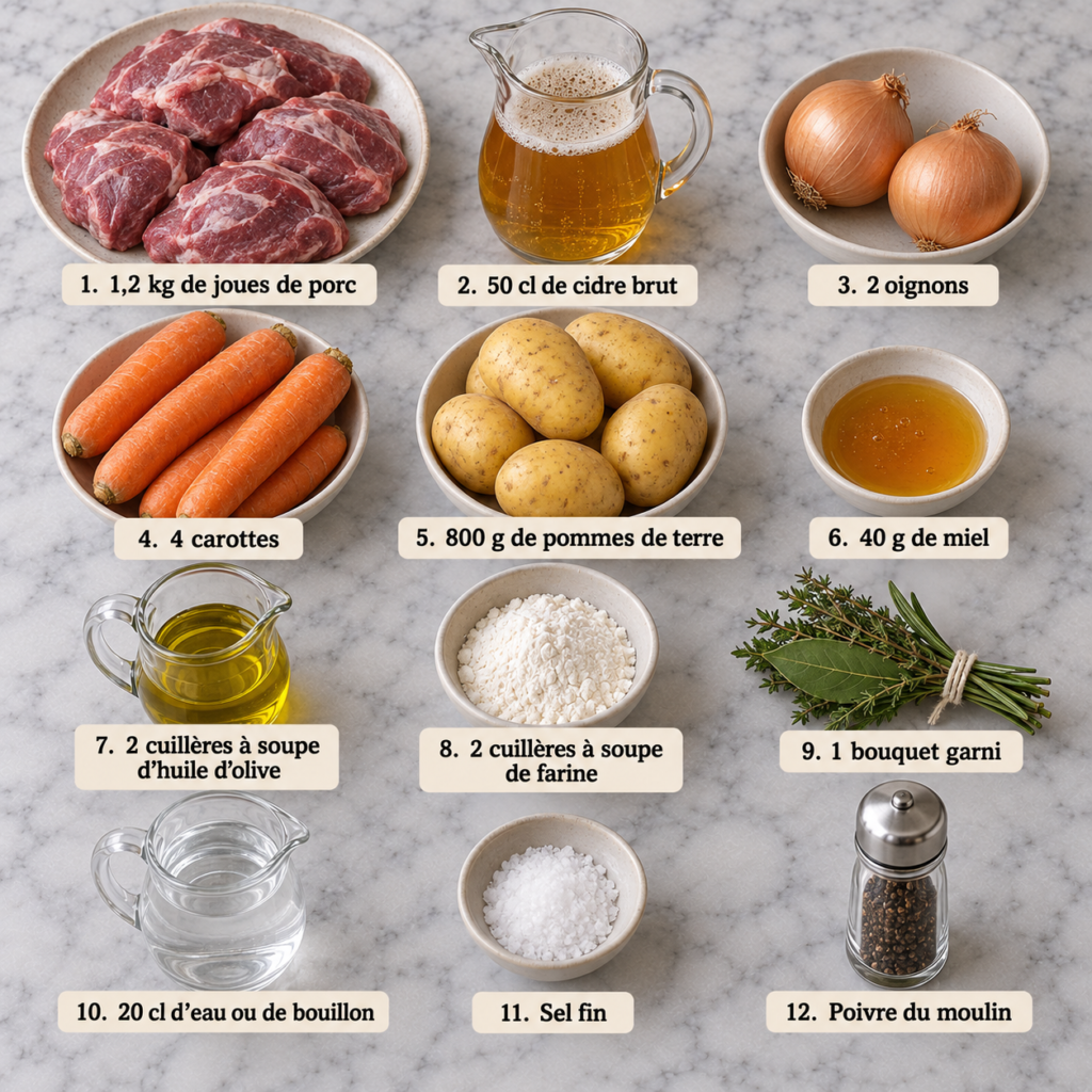 Joues de porc fondantes au cidre normand