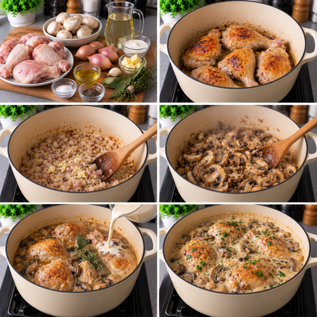 Poulet à la crème fondant