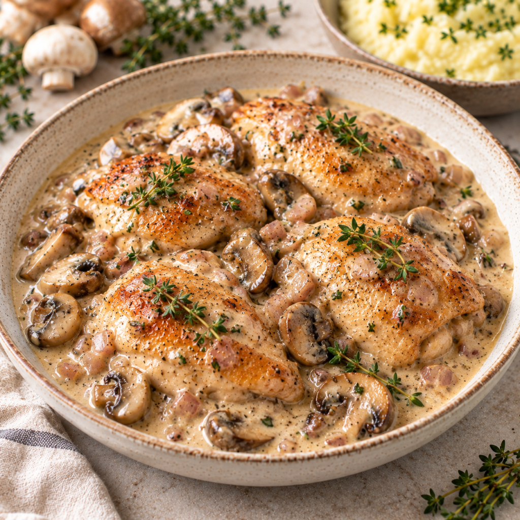Poulet à la crème fondant