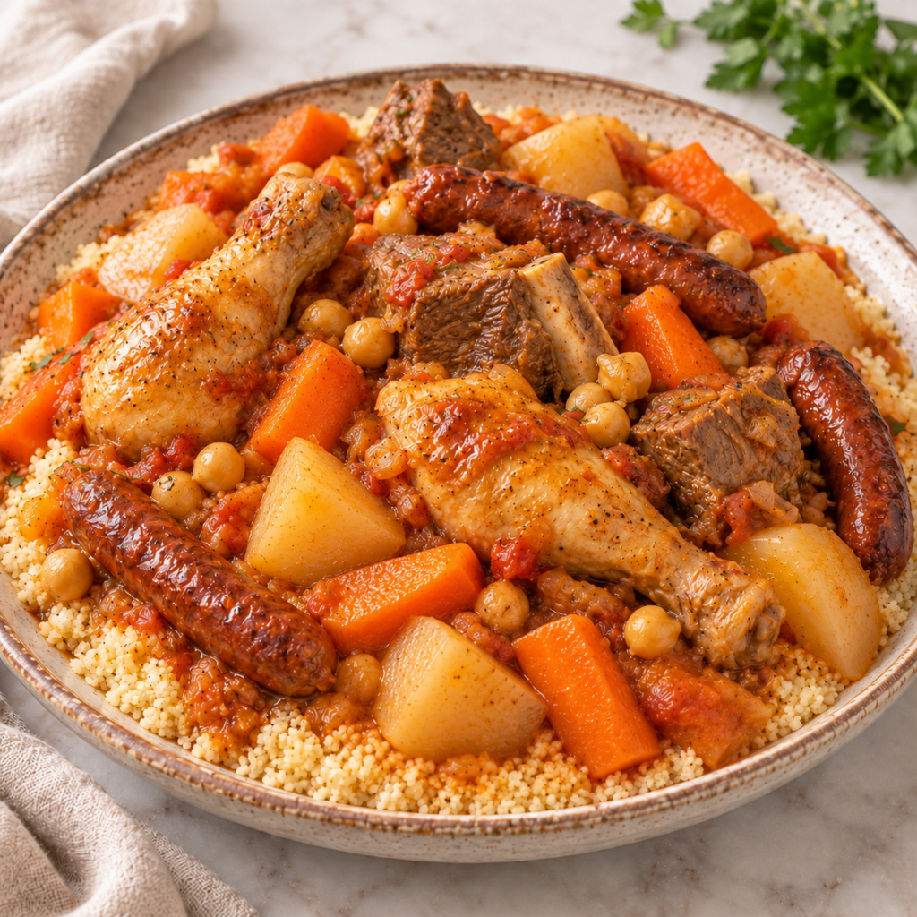 Couscous royal aux trois viandes