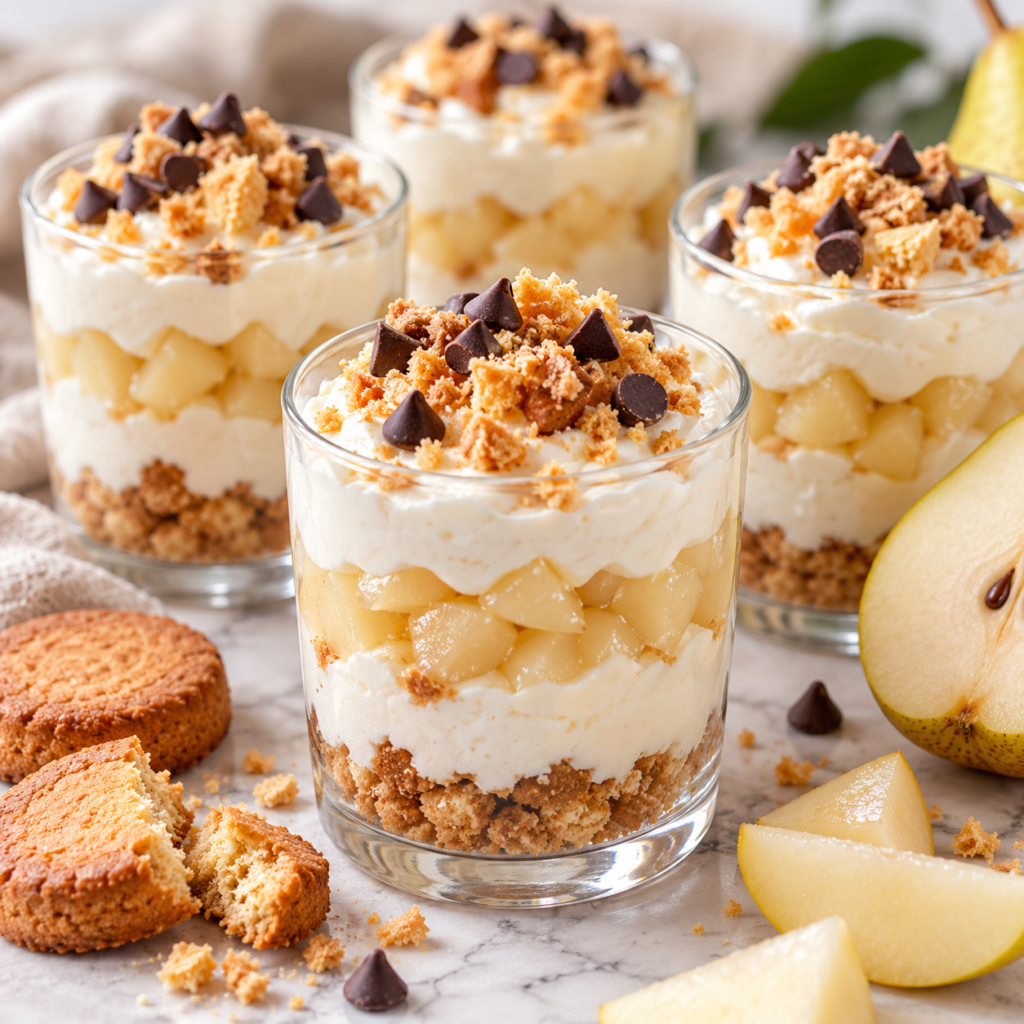 Verrines poire et palets bretons