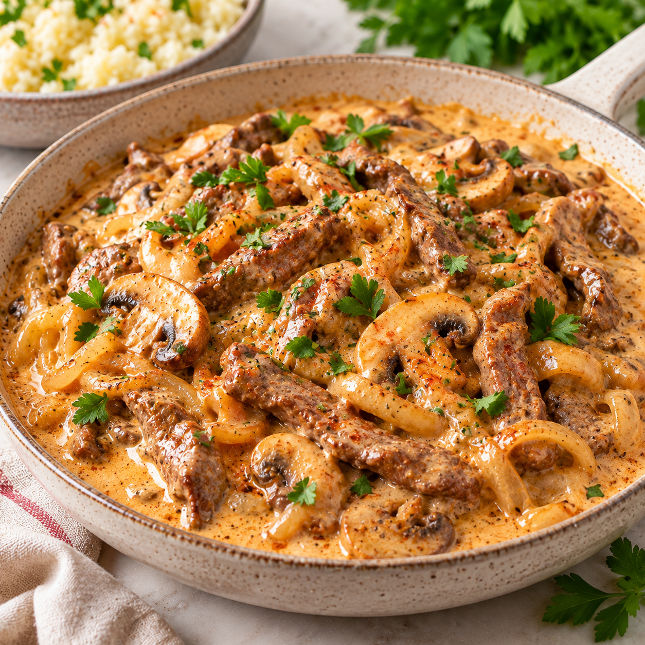 Bœuf Stroganov à la crème et paprika