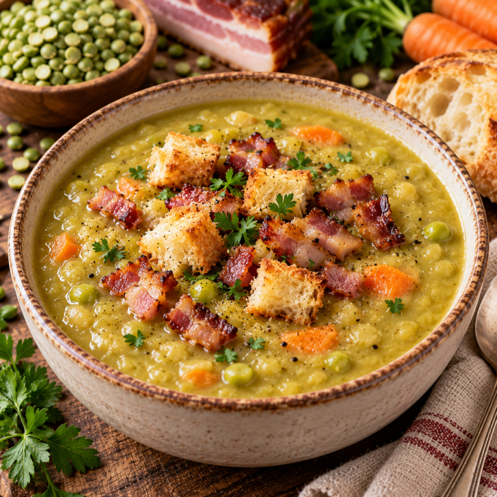 Soupe de pois cassés au lard
