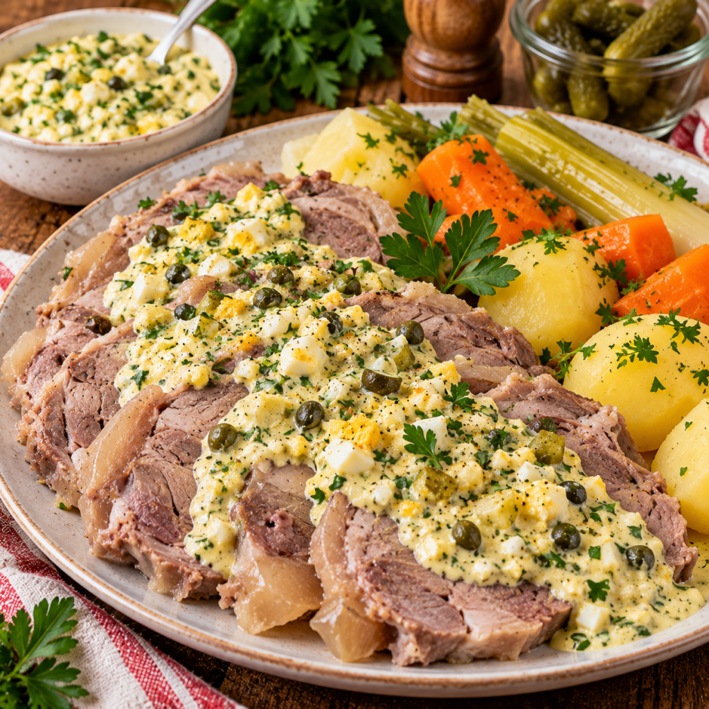Tête de veau traditionnelle sauce gribiche