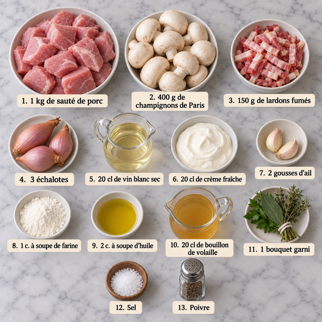 Sauté de porc forestier aux champignons