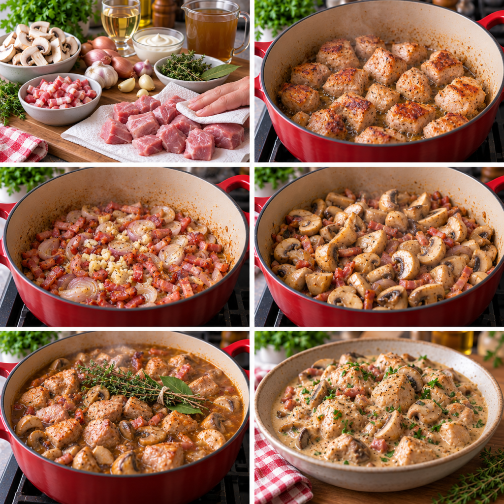 Sauté de porc forestier aux champignons