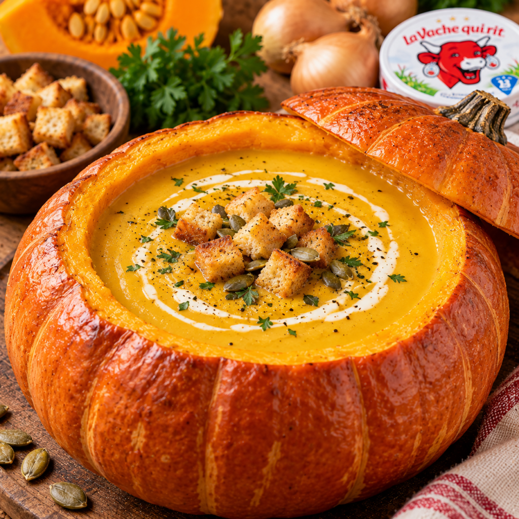 Potage au potiron et Vache qui rit