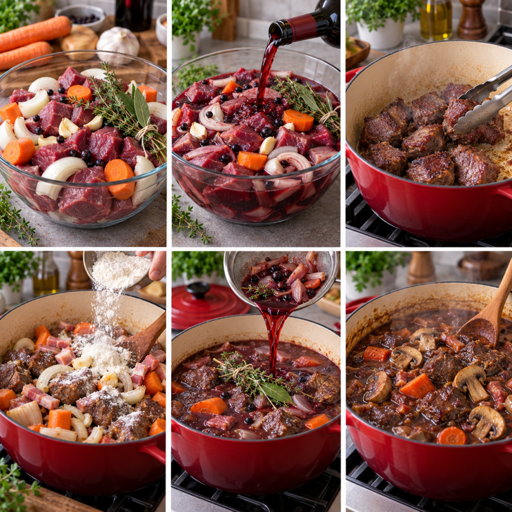 Civet de sanglier au vin rouge corsé