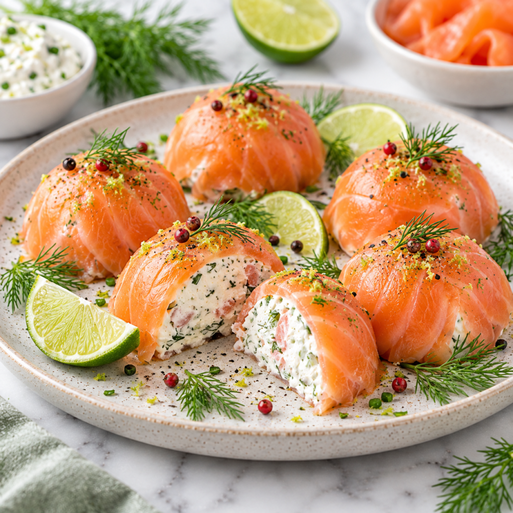 Dômes de saumon fumé au fromage frais et citron vert