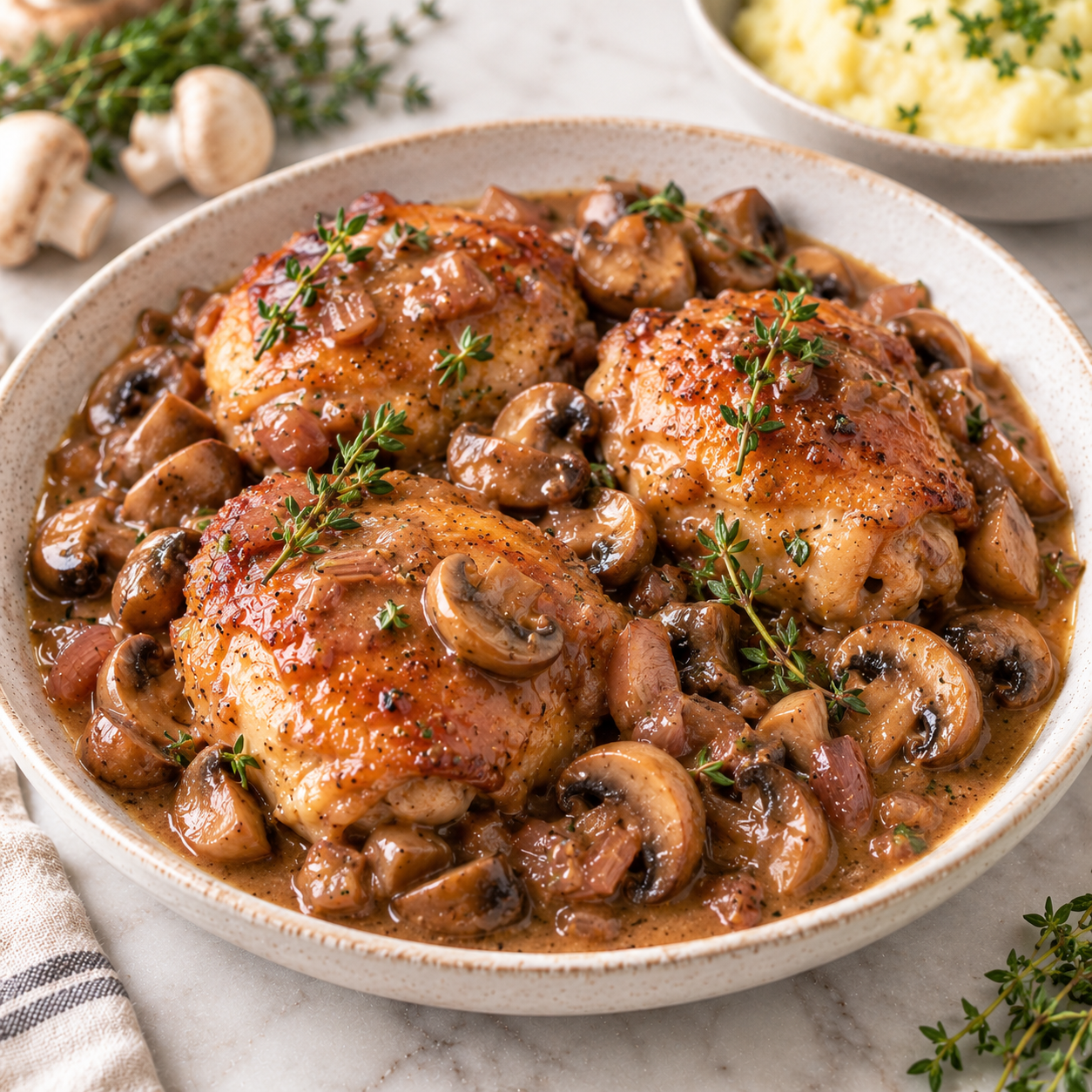 Poulet au porto et champignons