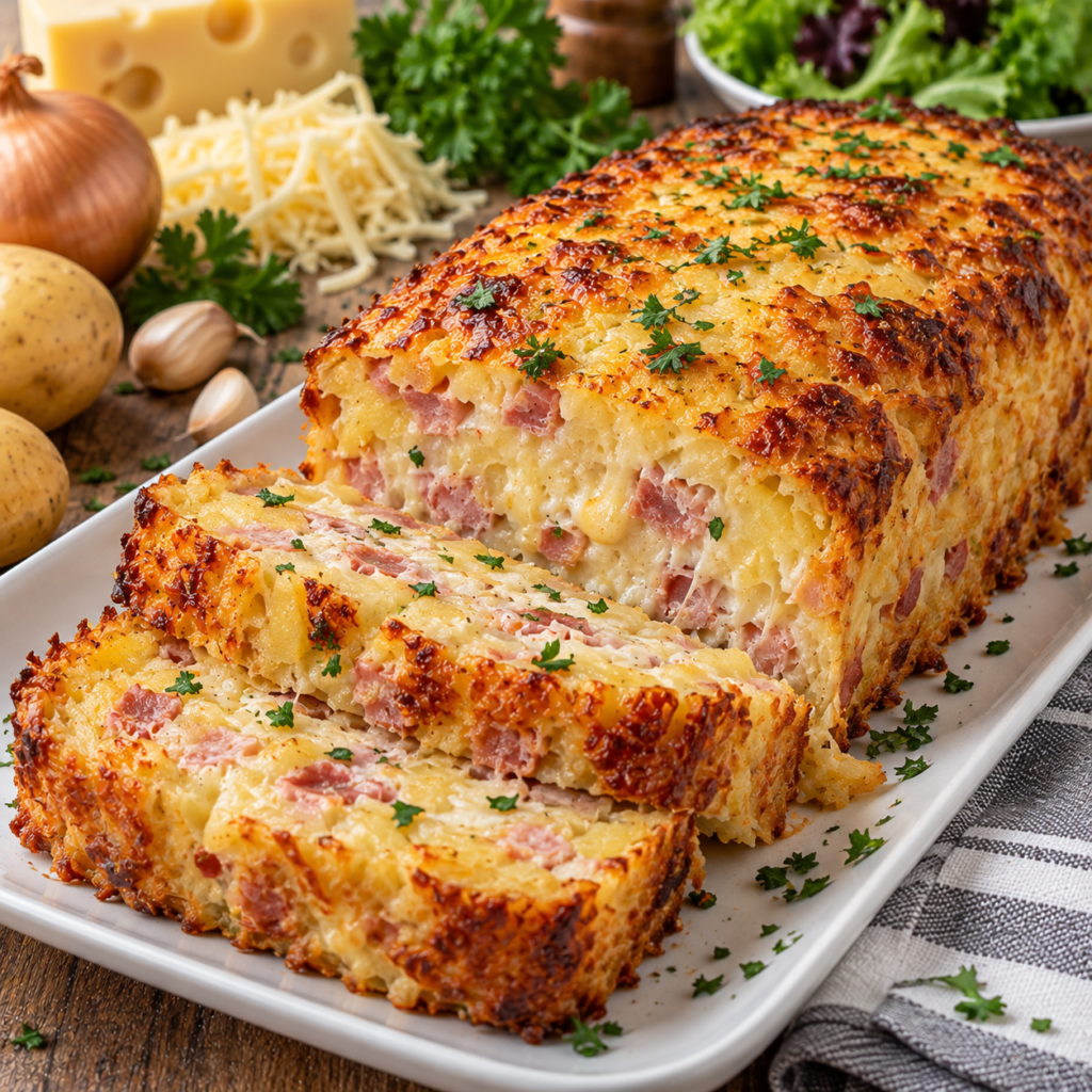Rôti de Pommes de Terre au Jambon et Fromage Fondu