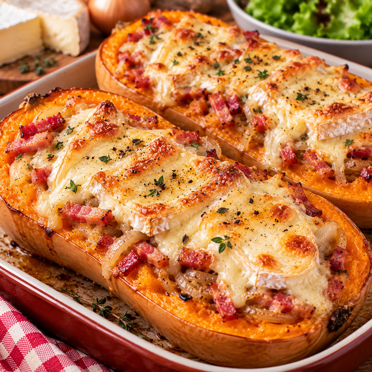 Courgiflette au reblochon et lardons fumés