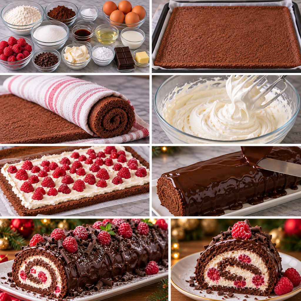 Gâteau Roulé Chocolat-Framboises