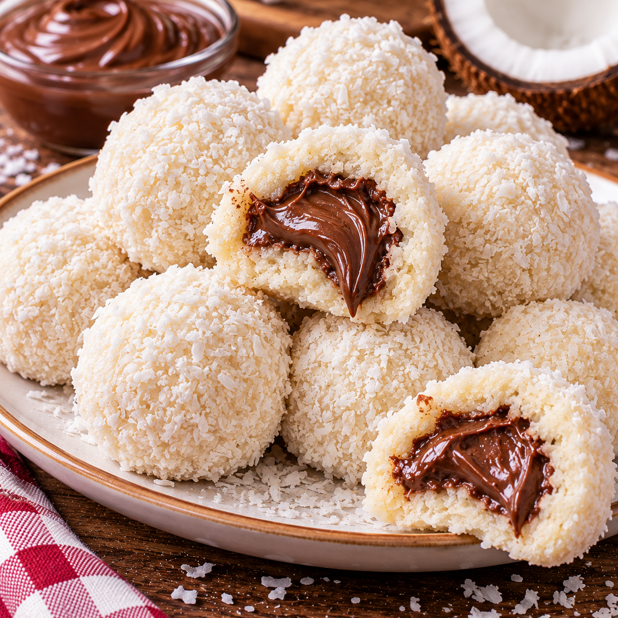 Boules coco au cœur Nutella