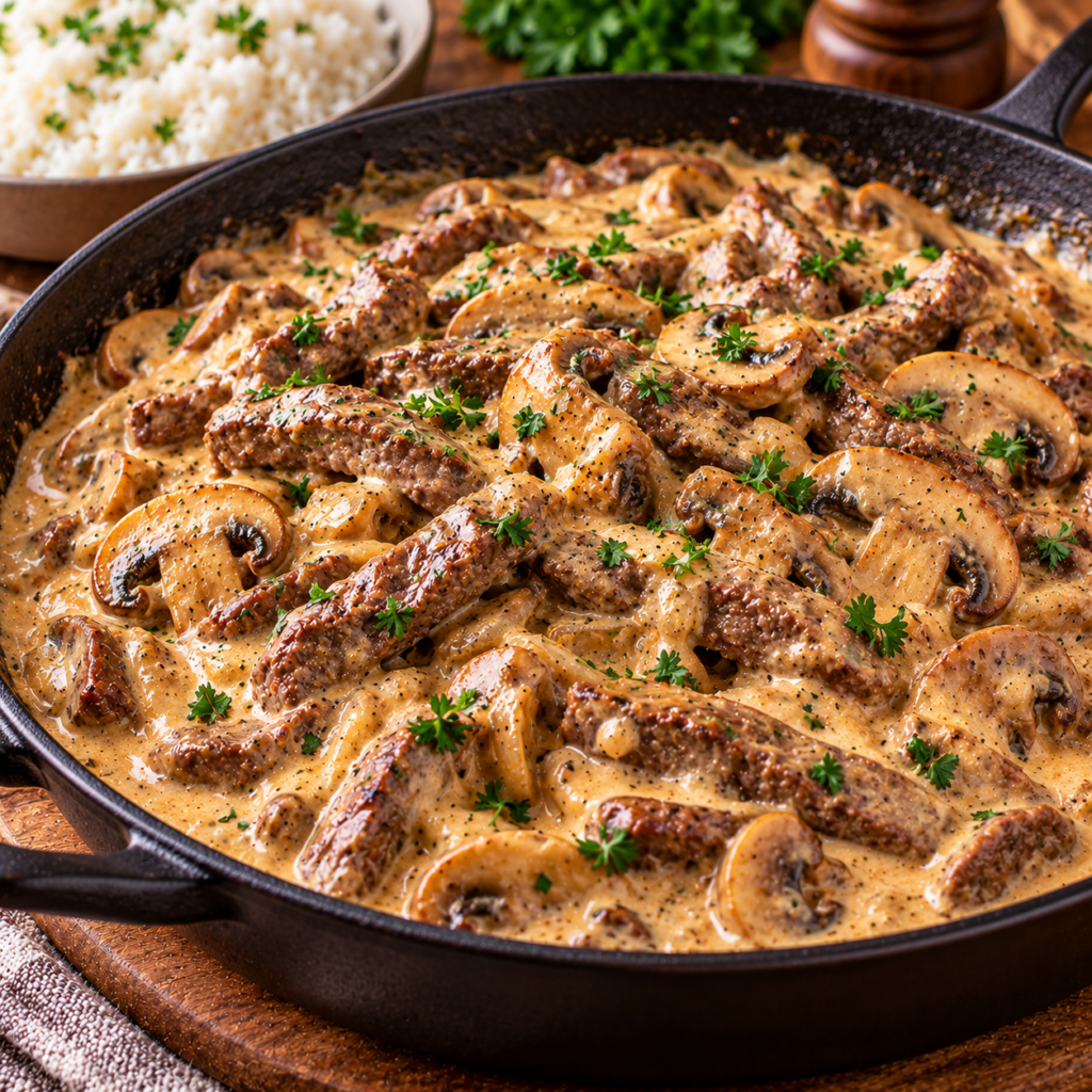 Bœuf Stroganov aux Champignons