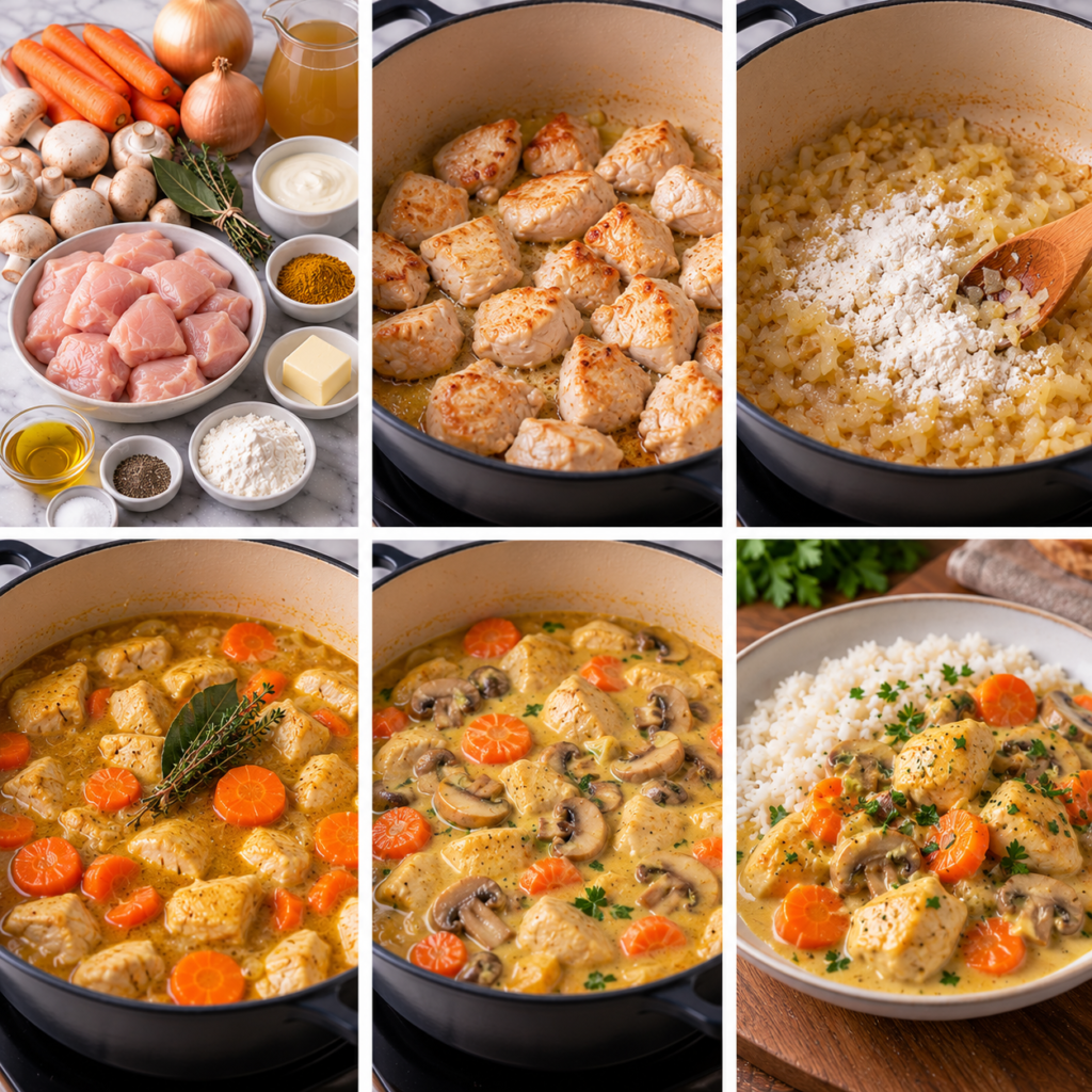 Blanquette de poulet au curry doux
