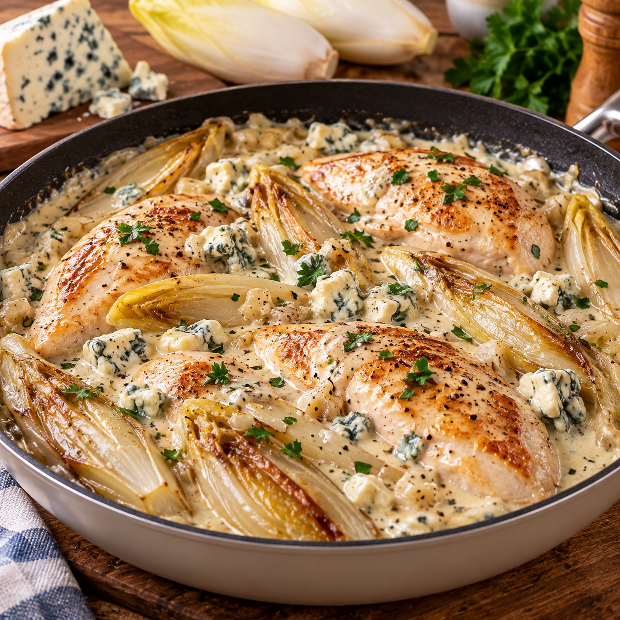 Poulet aux Endives et au Bleu d’Auvergne