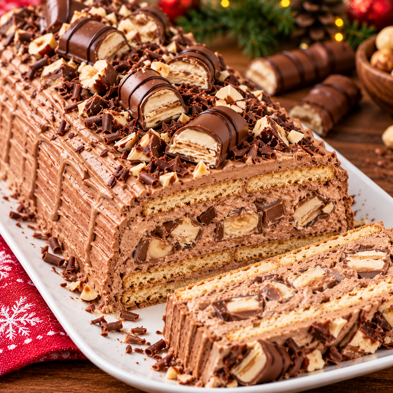 Bûche Kinder Bueno sans cuisson