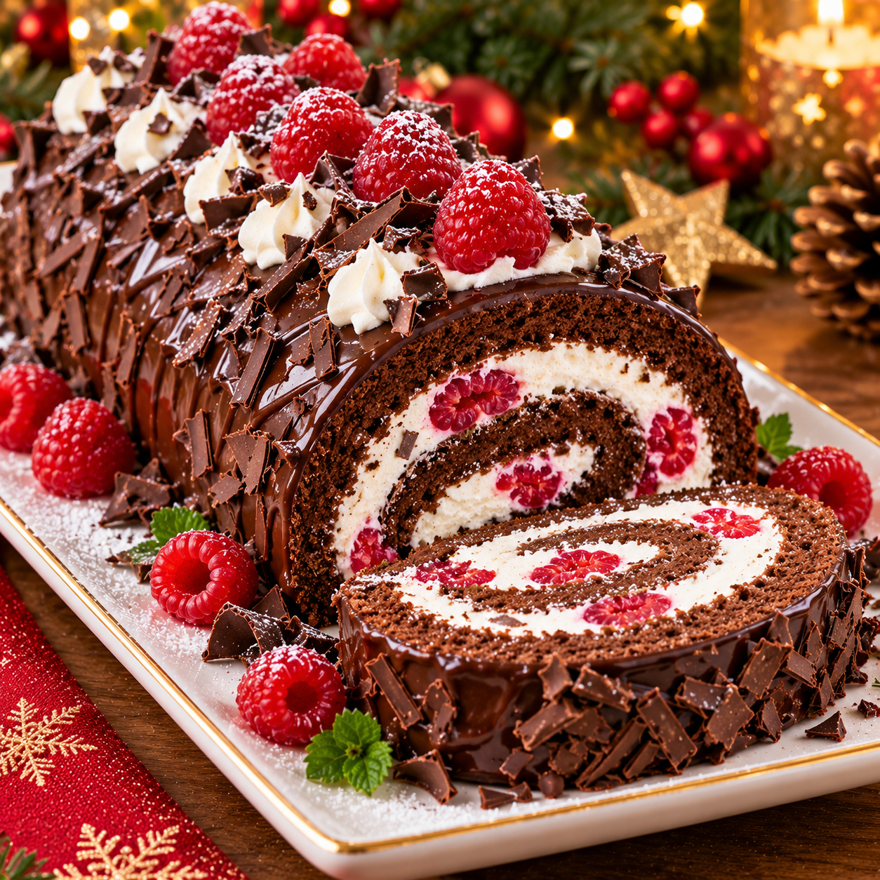 Gâteau Roulé Chocolat-Framboises