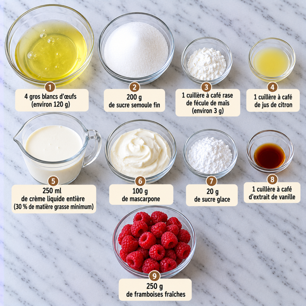 Pavlova Roulée aux Framboises