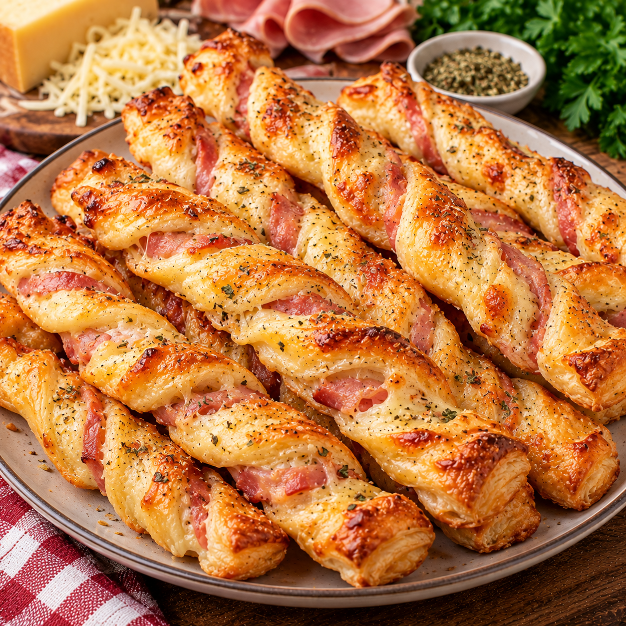 Feuilletés torsadés jambon fromage